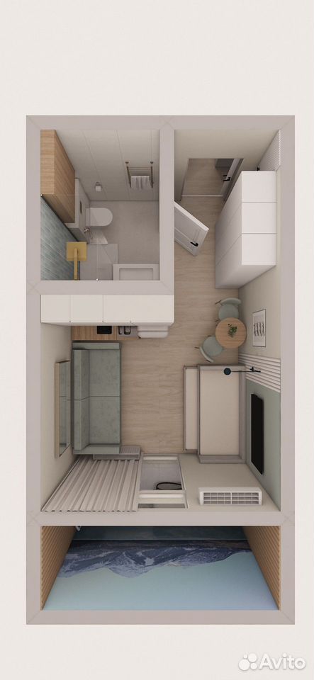 Квартира-студия, 19,2 м², 1/18 эт., Небуг