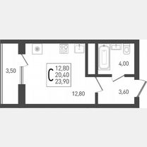 Квартира-студия, 20,4 м², 13/24 эт., Краснодар