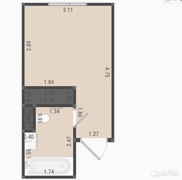Квартира-студия, 15,2 м², 1/14 эт., Кокошкино